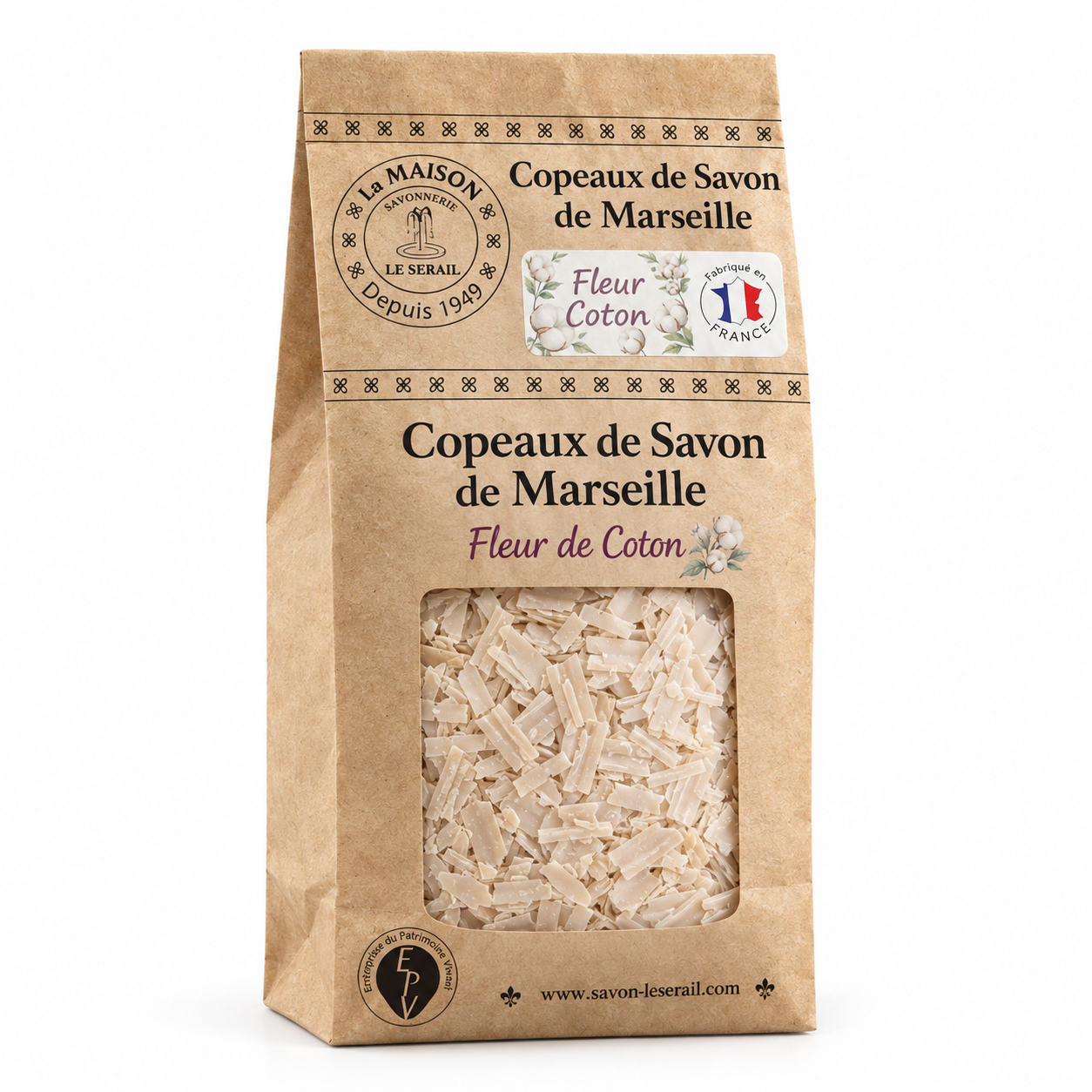 Copeaux de savon de Marseille Fleur de Coton – 1 kg – Copeaux de Marseille